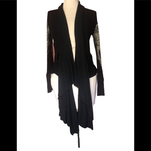 S-TWELVE Black Embellished Open Cardigan Size M - Picture 4 of 5